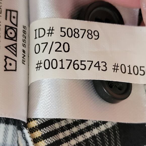 Express Men's L Plaid Button Down Long Sleeve Shirt 2 Button Cuff Blk Wht Yellow - Picture 16 of 16